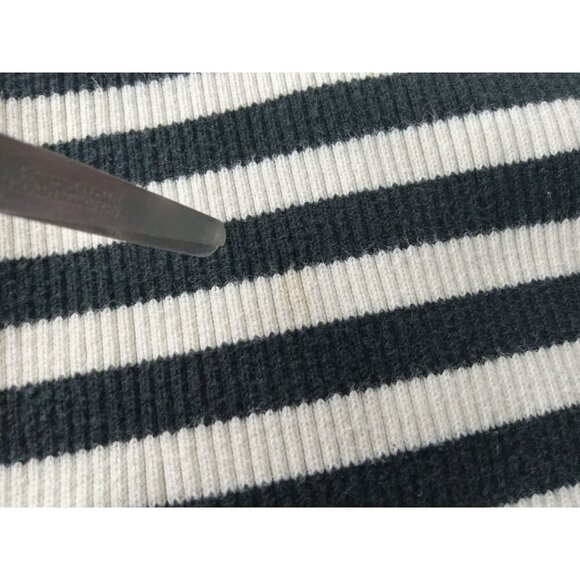 Lauren Ralph Lauren Rib Knit Sweater Womens Large Green Black Stripe Gold Button - Picture 3 of 9